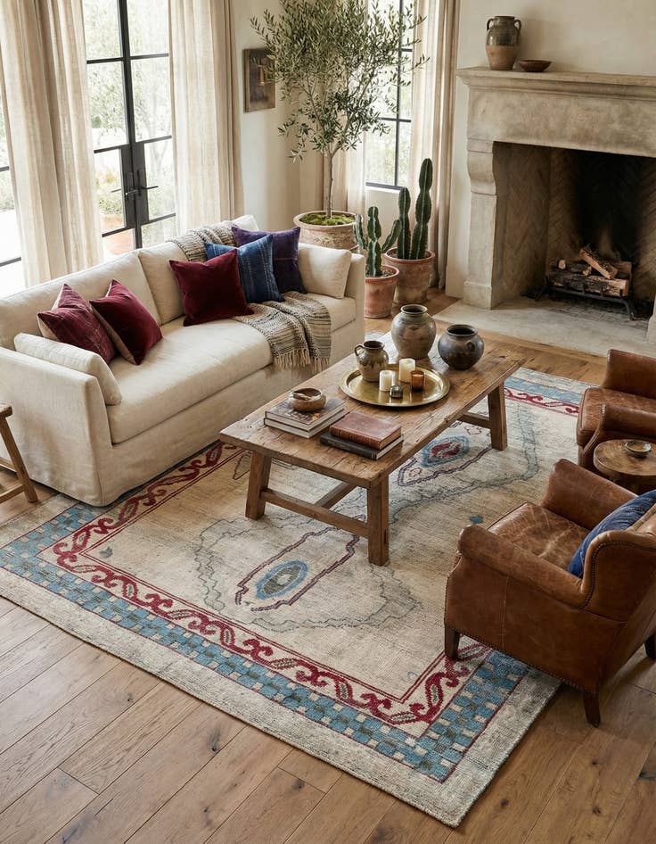 Detail image of 9' 4 x 12'  Hand Knotted Moroccan Wool Rug