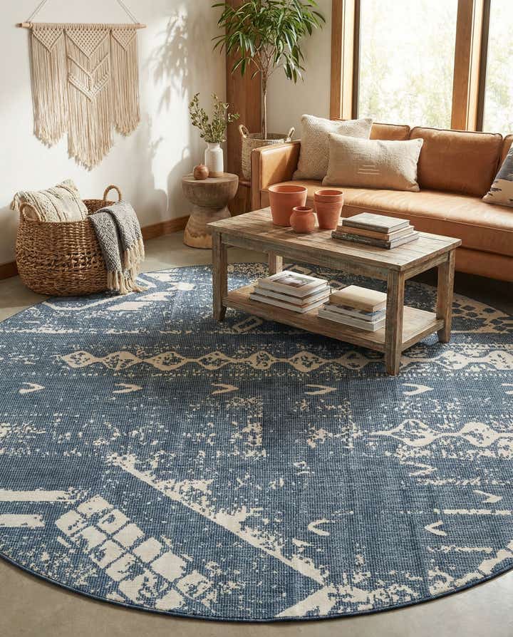 10' 8 x 10' 8 Easy-Clean Bohemian Indoor / Outdoor Round Rug