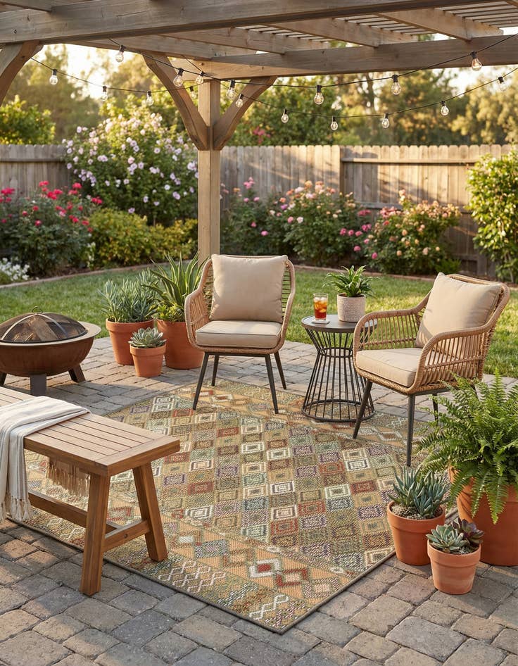 Detail image of 5' 3 x 5' 3  Washable Baja Indoor / Outdoor Square Rug