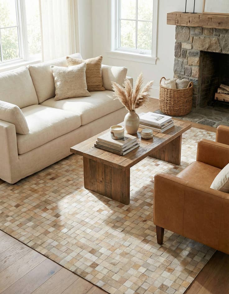 Detail image of 5' 1 x 8' Cowhide - Patchwork Rug