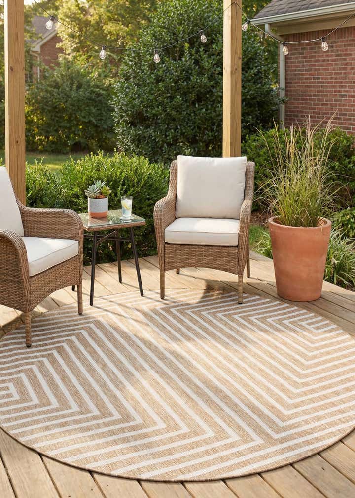 6' x 6' Easy-Clean Modern Indoor / Outdoor Round Rug