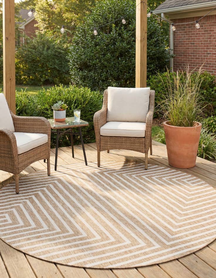 Detail image of  6' x 6'  Washable Modern Indoor / Outdoor Round Rug