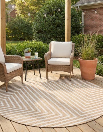 6' x 6' Easy-Clean Modern Indoor / Outdoor Round Rug