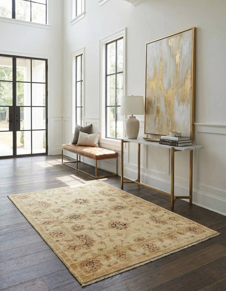 Detail image of  3' 5 x 4' 9  Hand Knotted Peshawar Ziegler Rug