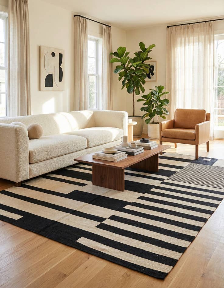 Detail image of 5' 8 x 7' 10 Hand Woven Kilim Modern Wool Rug