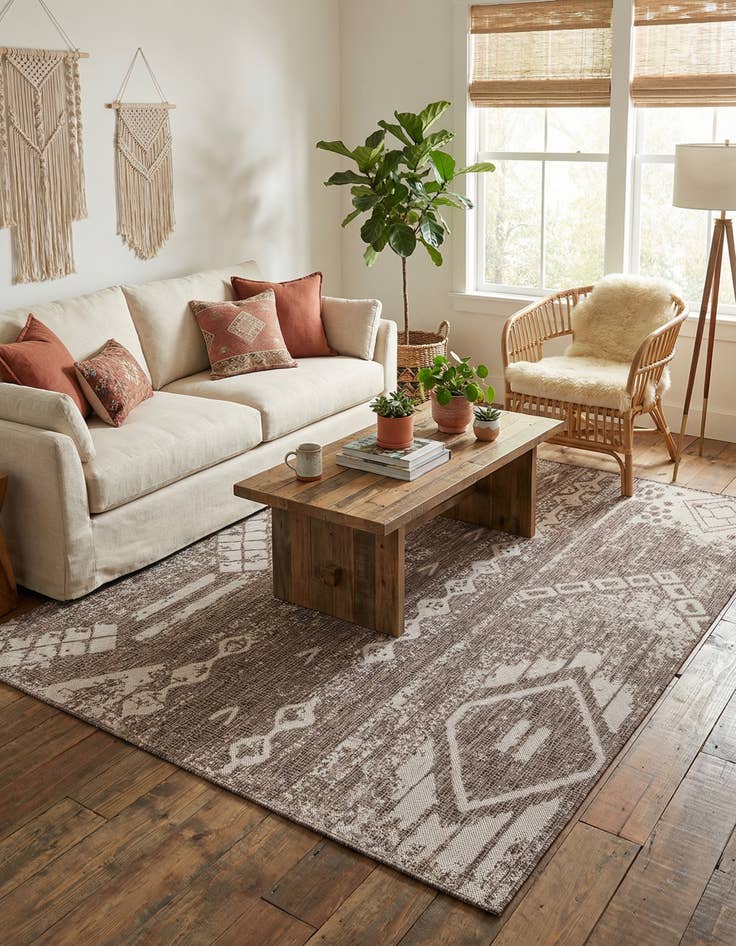 Detail image of 5' 3 x 8'  Washable Bohemian Indoor / Outdoor Rug