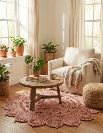 4' 1 x 4' 1 Handmade Braided Jute Round Rug