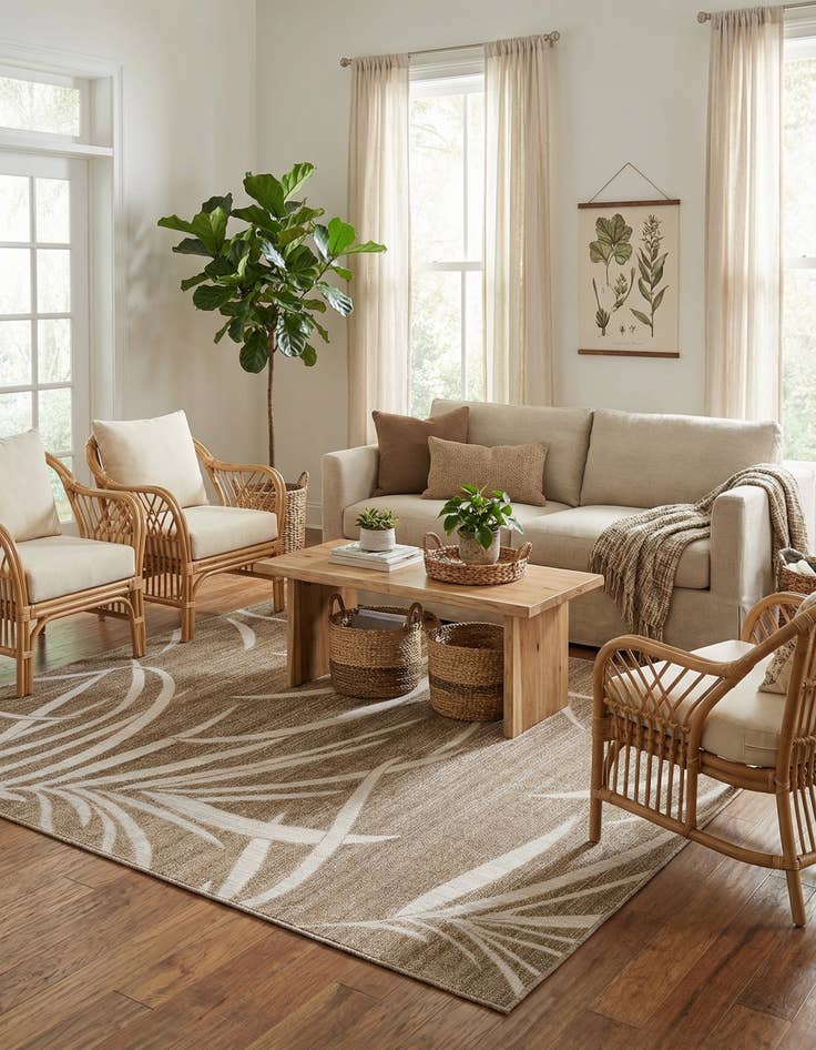 Detail image of 7' x 10'  Washable Botanical Indoor / Outdoor Rug