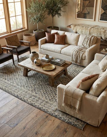 6' 8 x 9' 8 Hand Woven Kilim Maymana Wool Rug