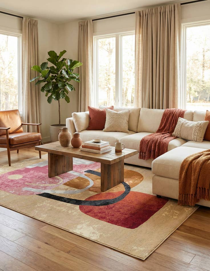 Detail image of  10' x 14'  Washable Modern Indoor / Outdoor Rug