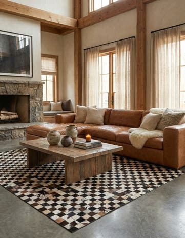 5' 1 x 8' 2 Cowhide Leather Rug