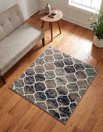 4' x 4' Lattice Frieze Square Rug