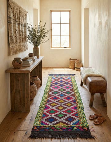 2' 1 x 7' 4 Hand Knotted Kilim Fars Persian Wool Runner Rug
