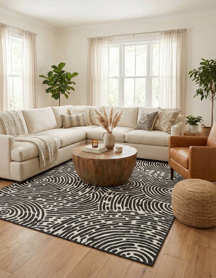 Detail image of 7' 10 x 10' Easy-Clean Modern Indoor / Outdoor Rug