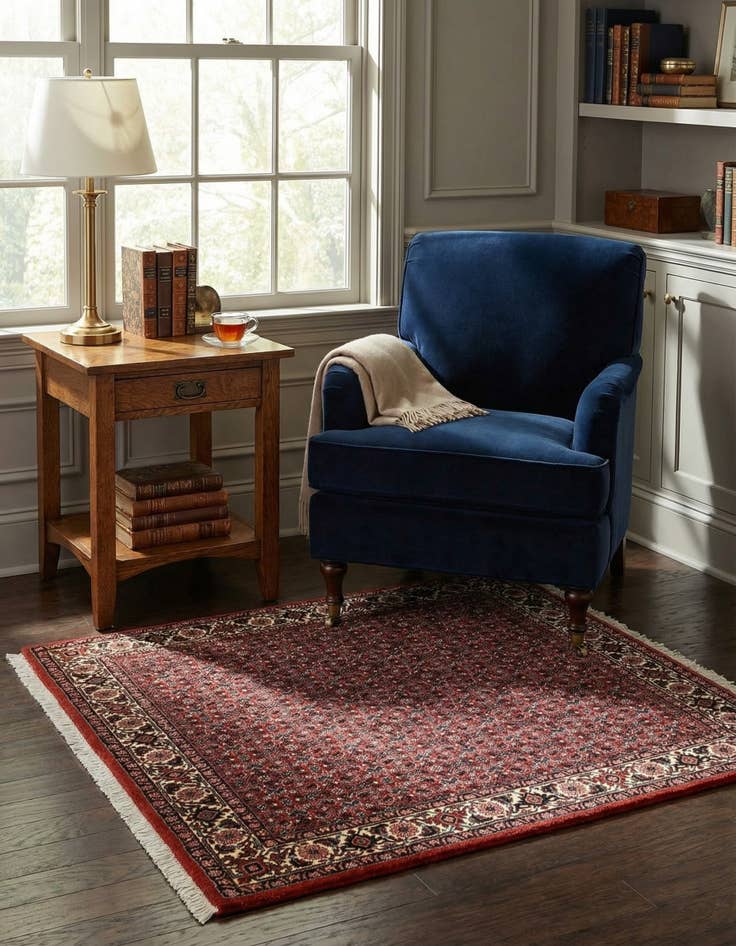 Detail image of 3' 9 x 3' 9 Bidjar With Silk Square Rug