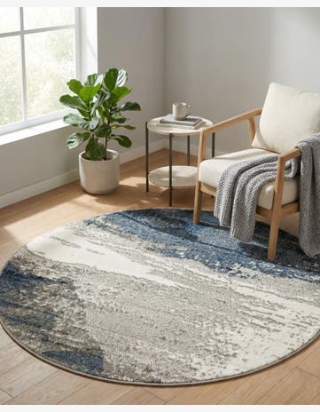 Blue Oslo Round Rug
