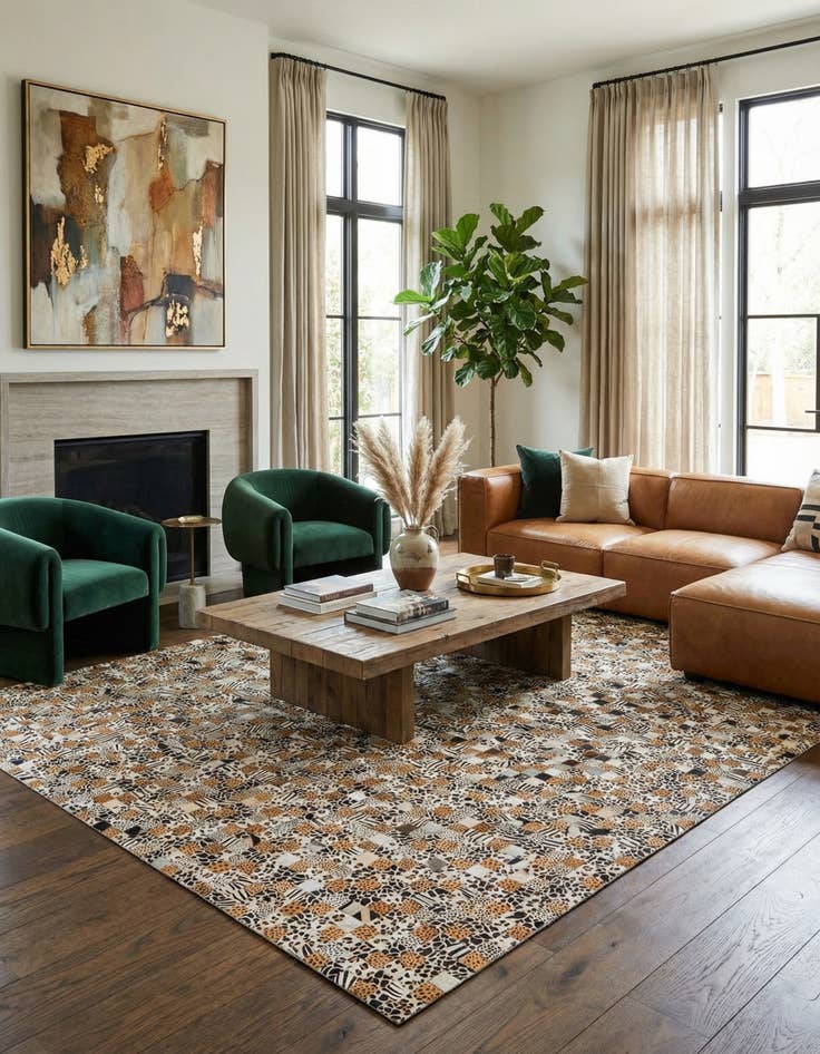 Detail image of  8' x 10' Cowhide Leather Rug