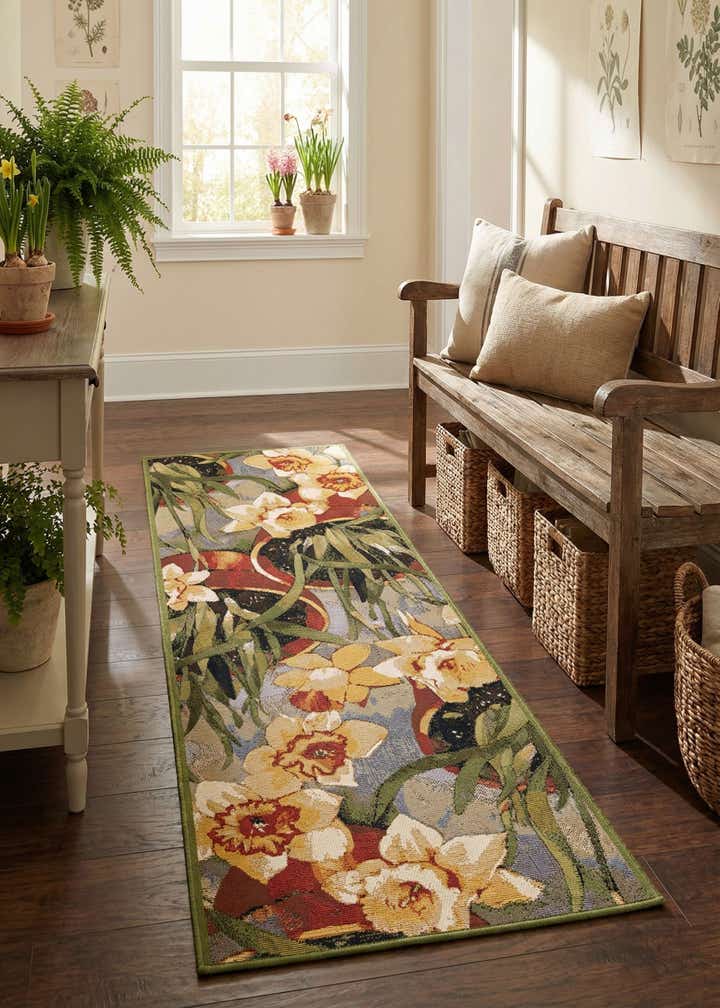 2' x 6' Easy-Clean Botanical Indoor / Outdoor Runner Rug