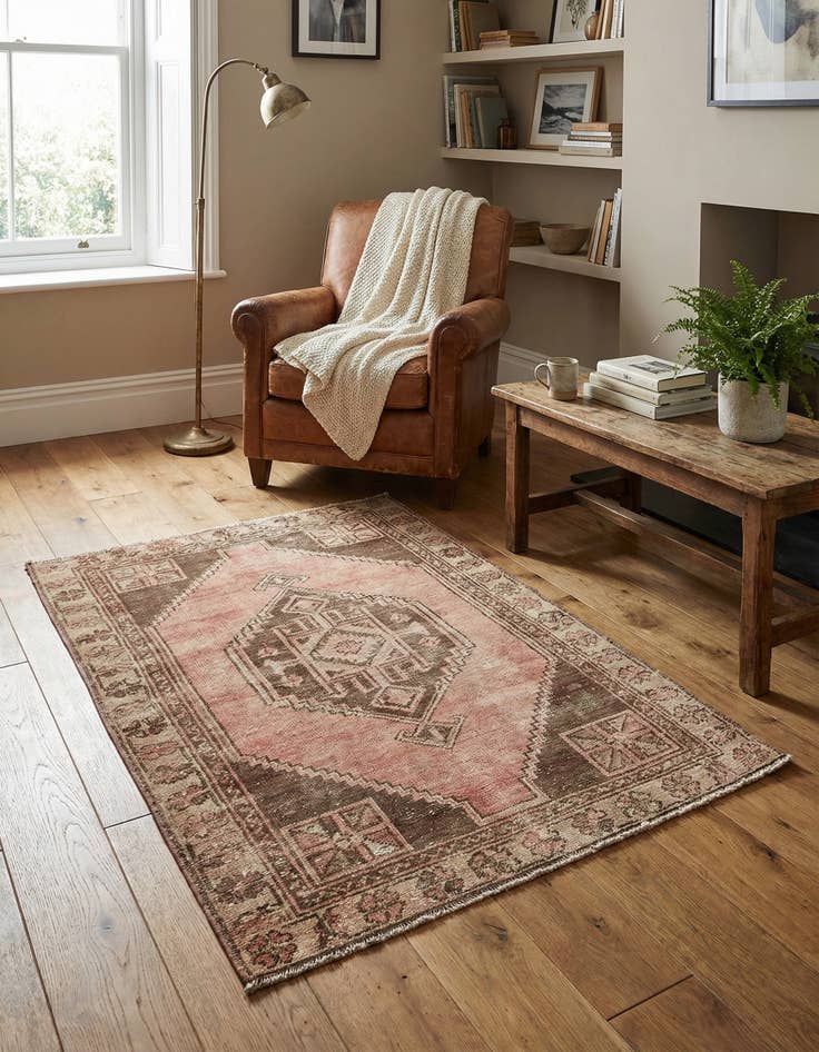 Detail image of  3' 9 x 5' 2  Hand Knotted Ultra Vintage Persian Wool Rug