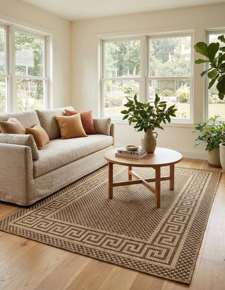 Detail image of 4' x 6'  Washable Border Indoor / Outdoor Rug