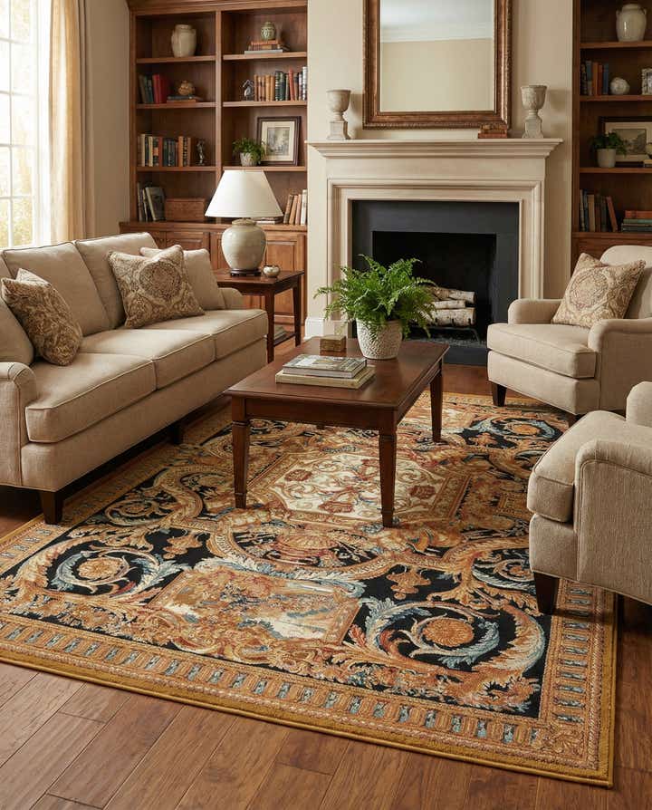 5' 3 x 8' Easy-Clean Traditional Indoor / Outdoor Rug