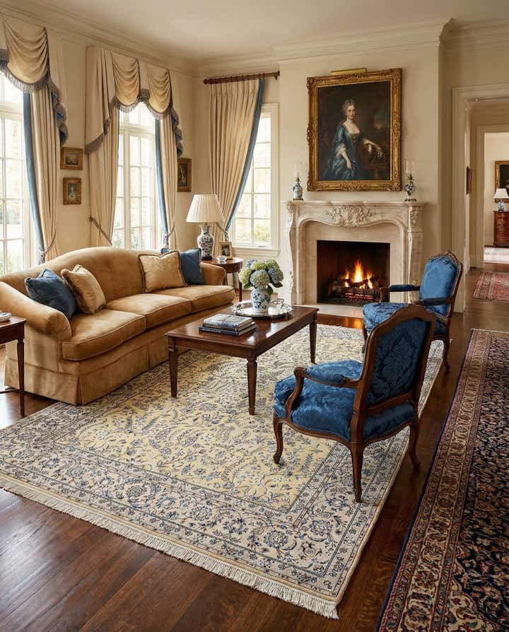 4' 11 x 7' 11 Hand Knotted Isfahan Rug