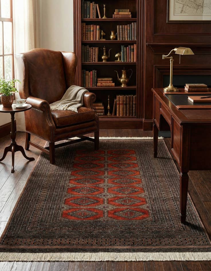 Detail image of  4' 1 x 6' 1  Hand Knotted Bokhara Oriental Wool Rug