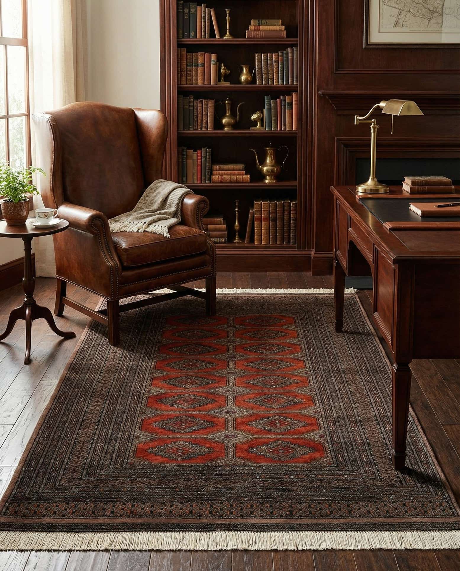 4' 1 x 6' 1 Hand Knotted Bokhara Oriental Wool Rug