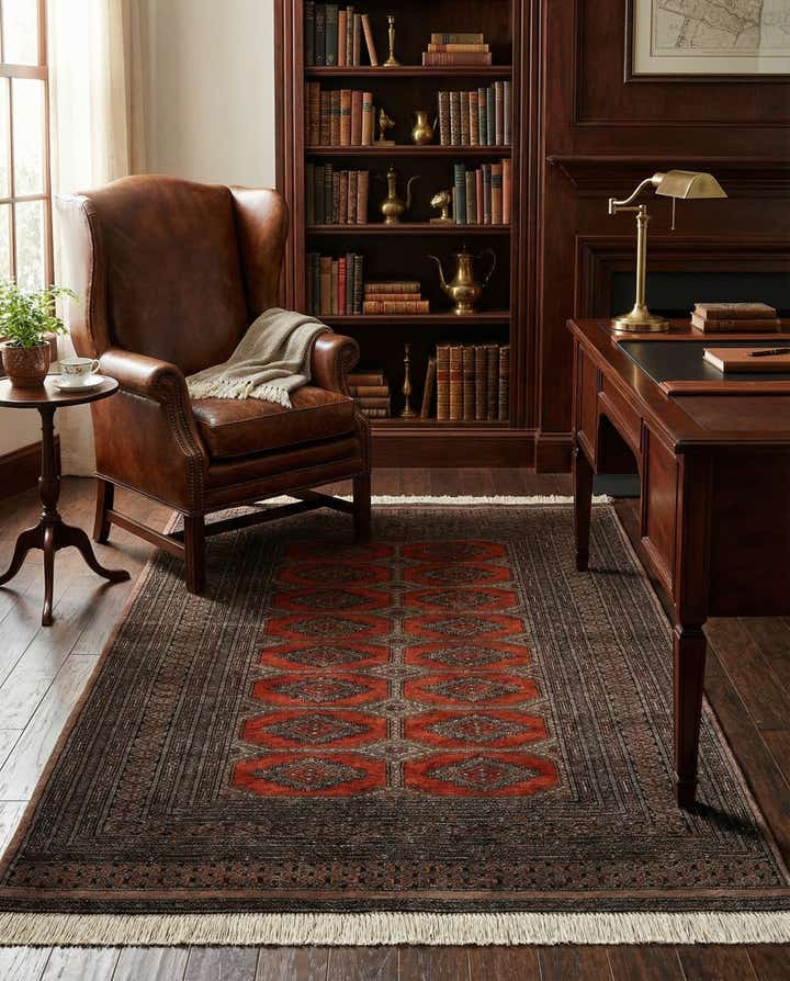 4' 1 x 6' 1 Hand Knotted Bokhara Oriental Wool Rug