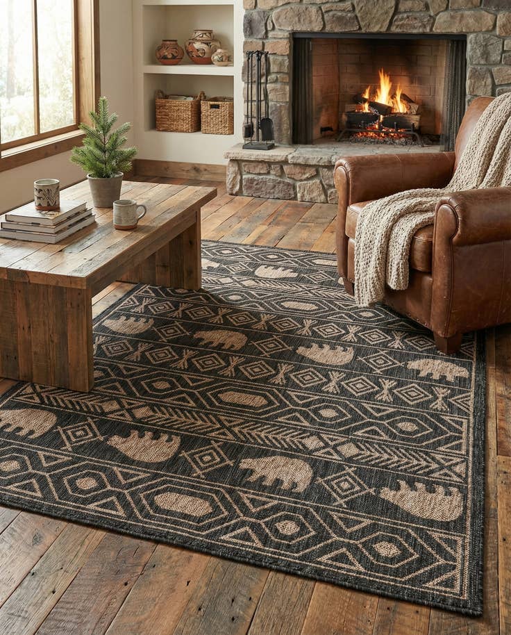 Detail image of 4' x 6' Easy-Clean Southwestern Indoor / Outdoor Rug
