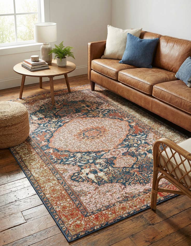 Detail image of  5' 3 x 8'  Washable Traditional Indoor / Outdoor Rug