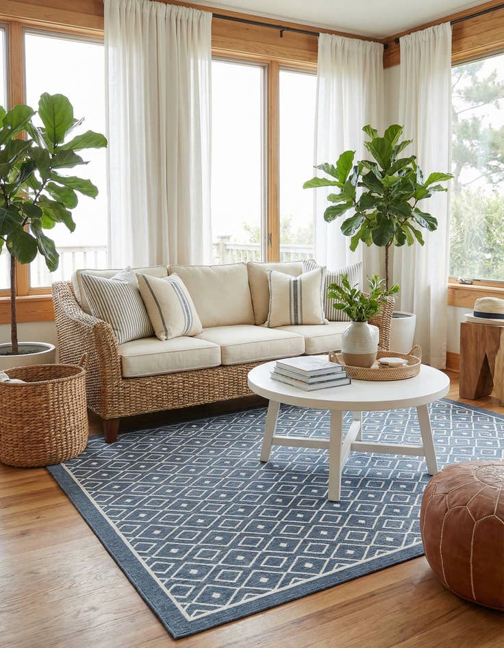 Detail image of 7' 10 x 10'  Washable Trellis Indoor / Outdoor Rug