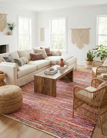 10' x 14' 1 Hand Woven Chindi Chevron Rug