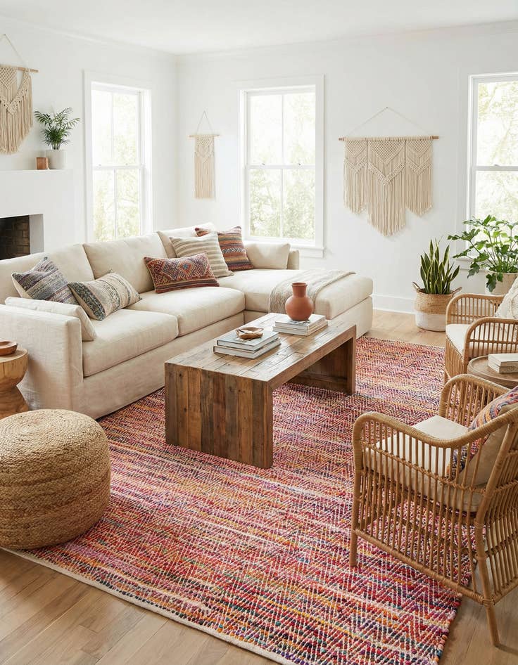 Detail image of  10' x 14' 1  Hand Woven Chindi Chevron Rug