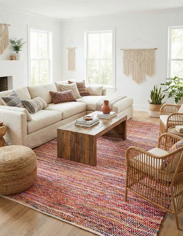 10' x 14' 1 Hand Woven Chindi Chevron Rug