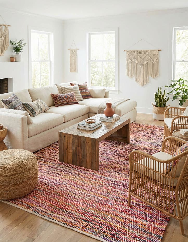 10' x 14' 1 Hand Woven Chindi Chevron Rug