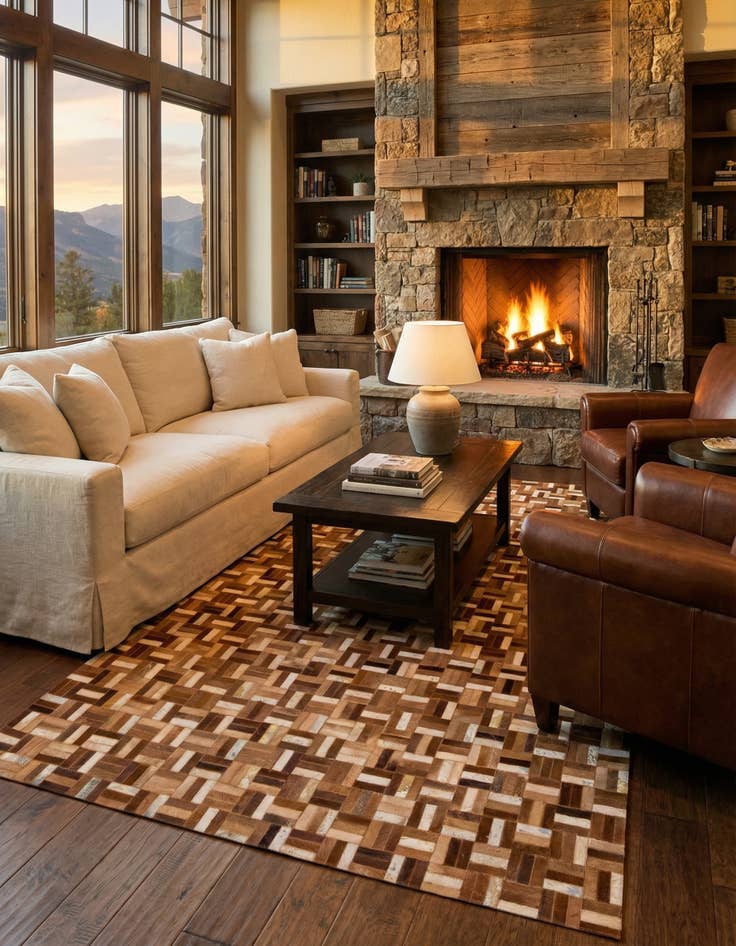 Detail image of 5' x 8' Cowhide Stocks Rug