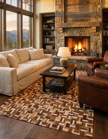 5' x 8' Cowhide Stocks Rug