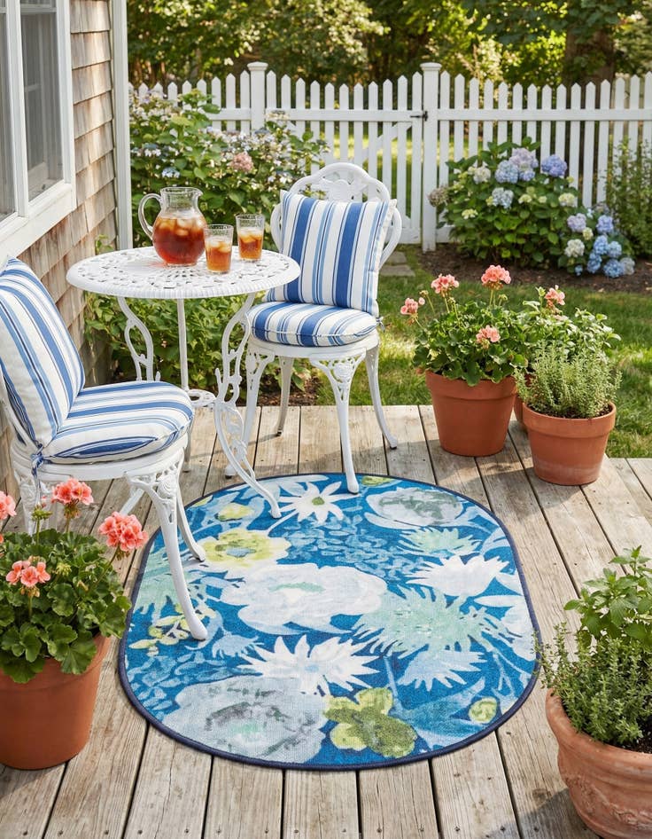 Detail image of 2' x 3' 1  Washable Jill Zarin Caribbean Indoor / Outdoor Oval Rug