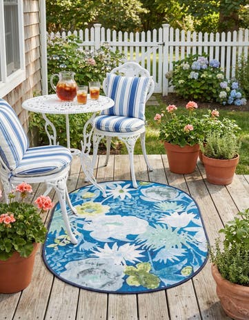 2' x 3' 1 Easy-Clean Jill Zarin Caribbean Indoor / Outdoor Oval Rug