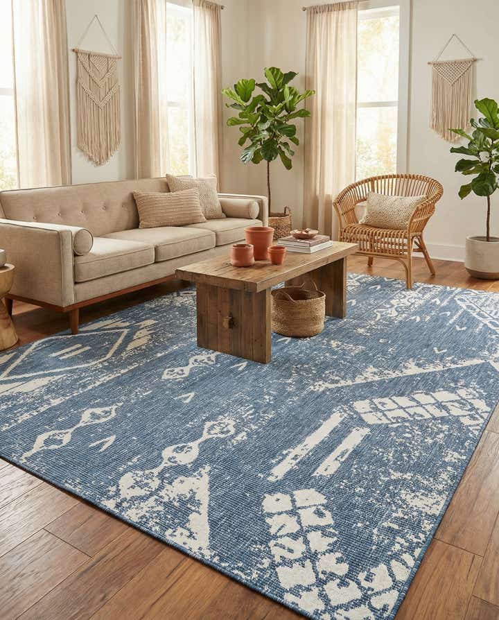 9' x 12' Easy-Clean Bohemian Indoor / Outdoor Rug