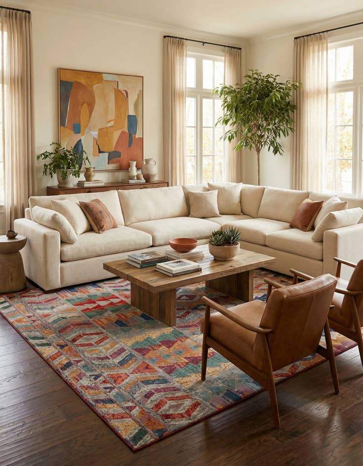 Detail image of  12' x 12'  Washable Modern Indoor / Outdoor Square Rug