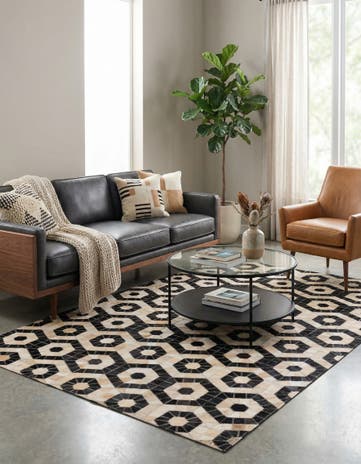 4' x 6' 3 Cowhide Leather Rug