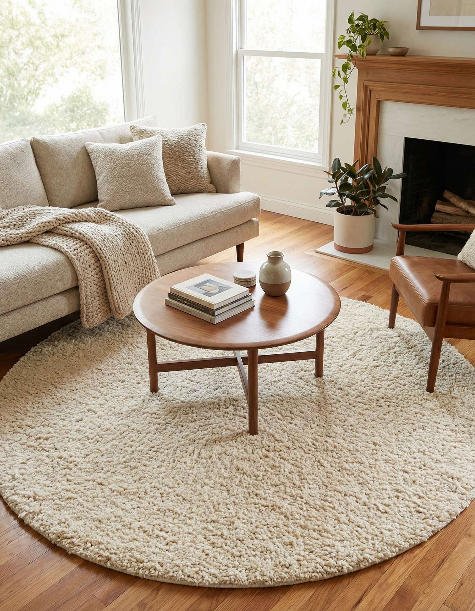 6' 1 x 6' 1 Hand Woven Haka Deluxe Shag Round Rug