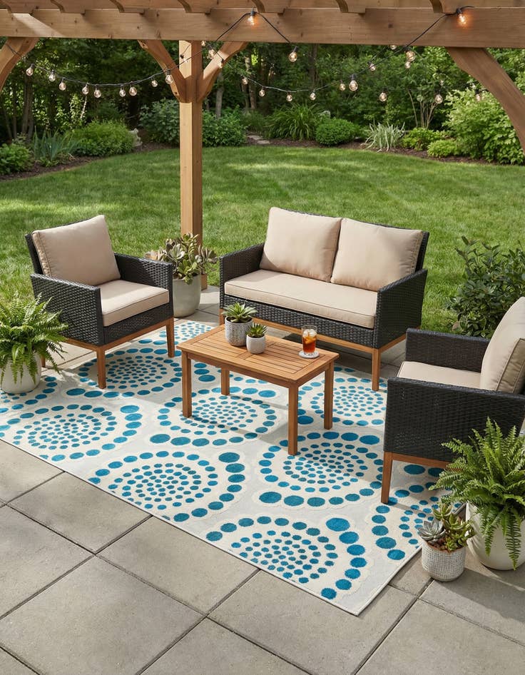 Detail image of 6' x 9' Easy-Clean Modern Indoor / Outdoor Rug