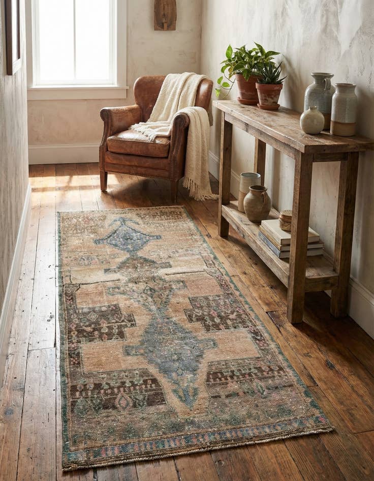 Detail image of 3' 1 x 7' 1  Hand Knotted Ultra Vintage Persian Wool Runner Rug