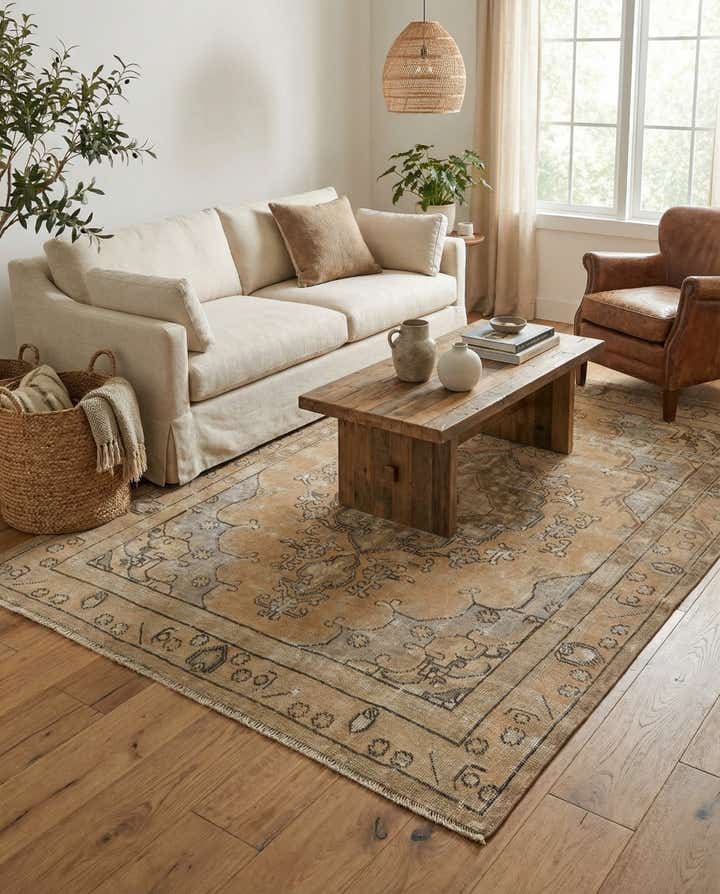 4' 6 x 5' 8 Hand Knotted Ultra Vintage Persian Wool Rug