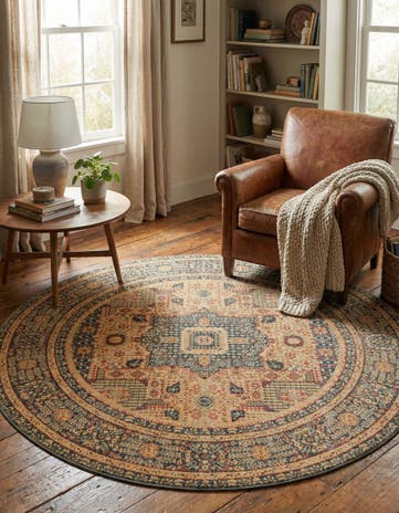 Blue Mamluk Round Rug