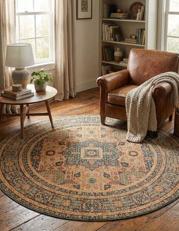 Blue Mamluk Round Rug