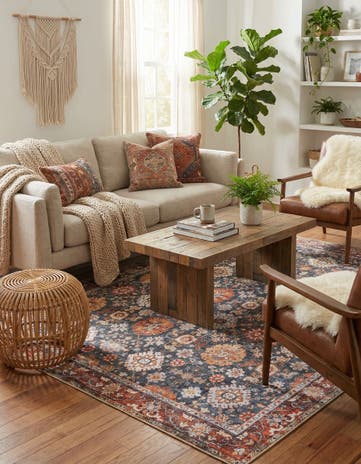 Navy Blue Washable Timeless Rug